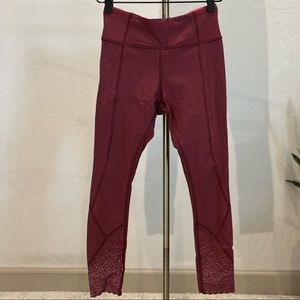 Lululemon Running Leggings | Size 4 | Burgundy | Reflective | GREAT Condition